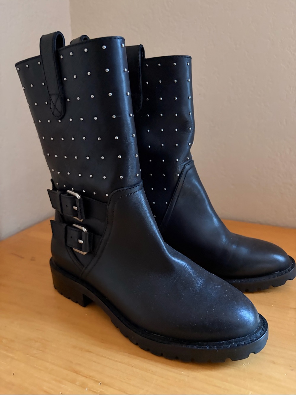 Banana Republic Black Studded Mid-Calf Boots